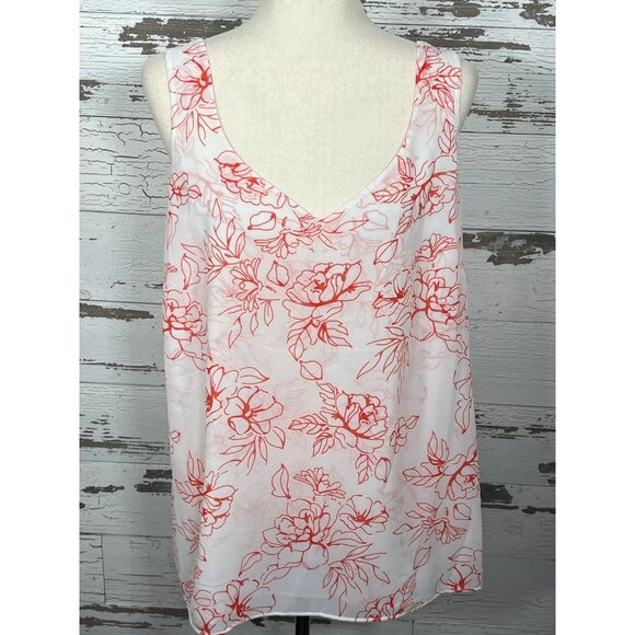 CABI Stencil Top White/Red Floral Sz XL #6325 EUC - Picture 2 of 6
